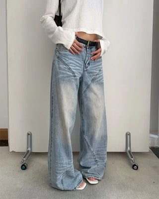 [Choose your style] Washed biker denim pants