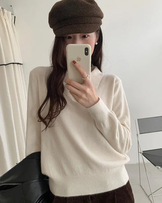 Half-zip-up color knit