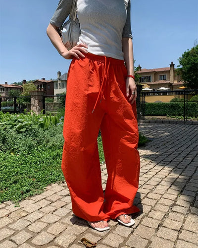Basara Nylon Orange Wide Pants