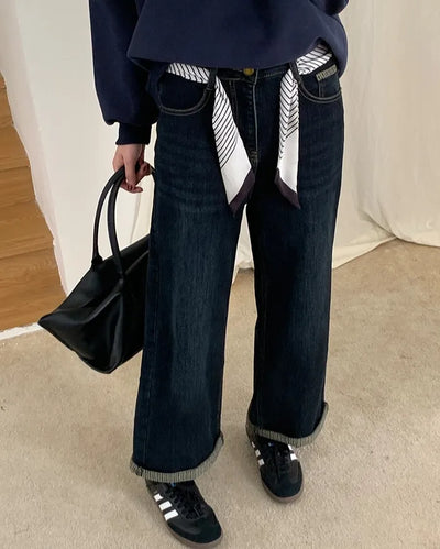 Waist scarf denim pants
