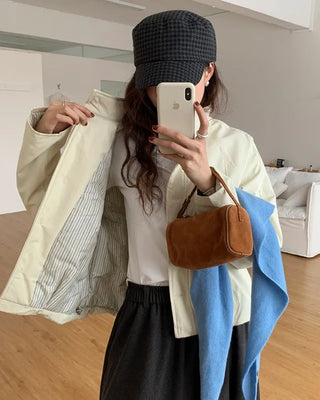 High-neck waist string down jacket