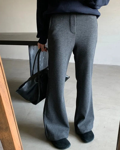 (2 colors) Fleece-lined bootcut pants