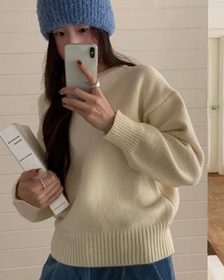 Round neck oversized knit