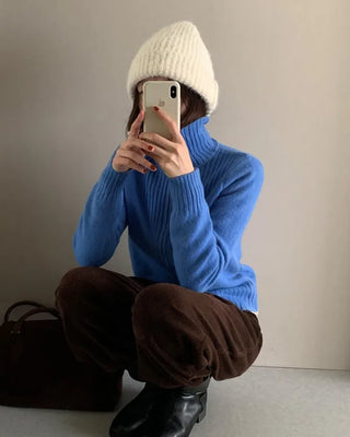 [2-way] High-neck ribbed zip-up