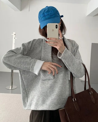 Basic pleated round neck T-shirt