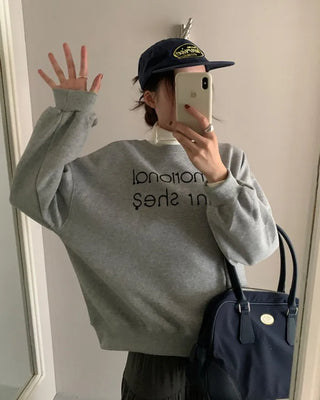 Lettering Over-Shoulder Sweatshirt
