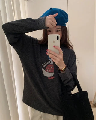 Fleece-lined printed sweatshirt