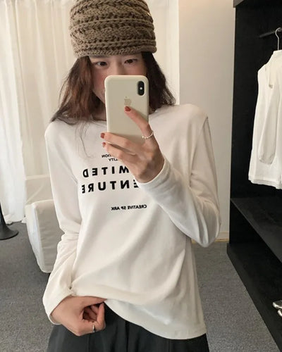 (2 colors) Lettering Print T-Shirt