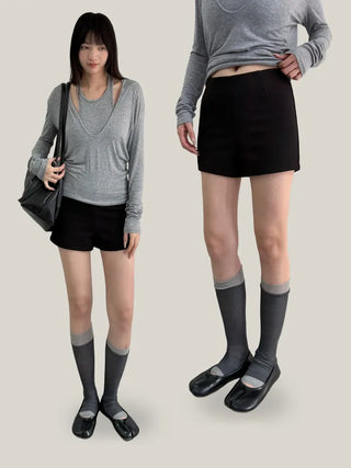 Viscose black shorts