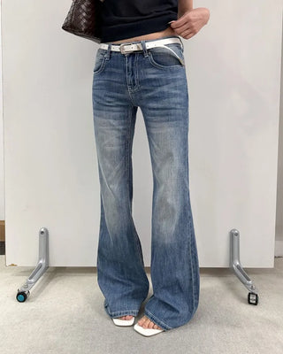 [~XL] Low-waist distressed denim pants
