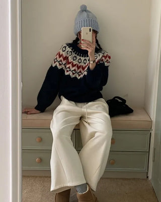 Nordic Pattern Round Neck Knit