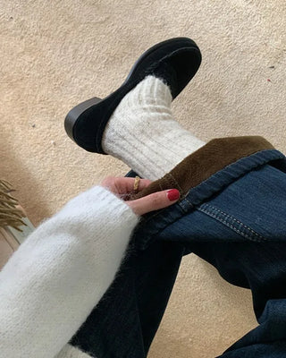 Straight stitch denim pants