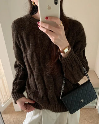 (3 colors) Oversized Cable Round Knit