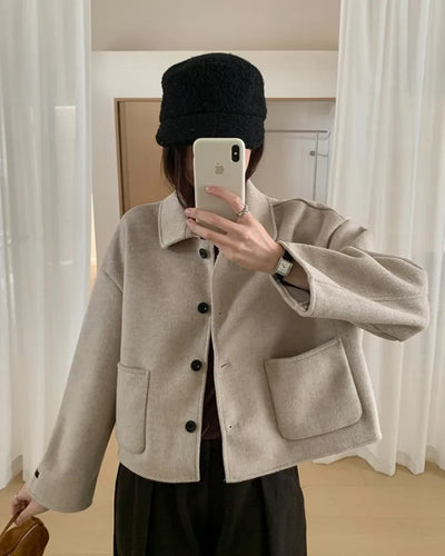 (2 colors) [Handmade] Wool Blend Half Coat