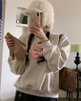 Lettering print round neck sweatshirt