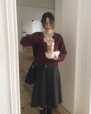 Pleated midi skirt