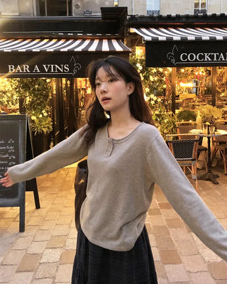 Half-open button knit