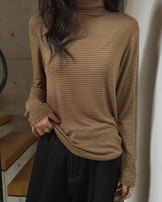Striped turtleneck T-shirt