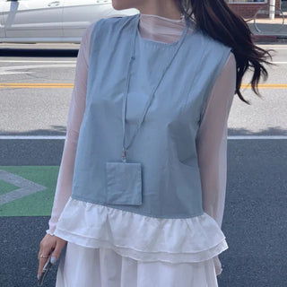 Frilled Layered Sheer Blouse Set