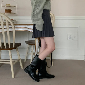Leather half boots