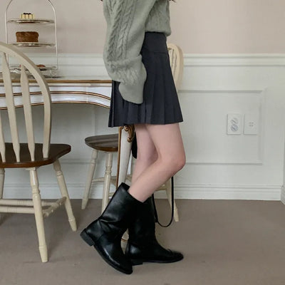 Leather half boots