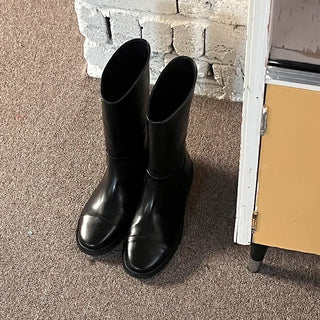 Leather half boots