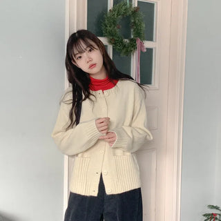 Wool pocket knit cardigan