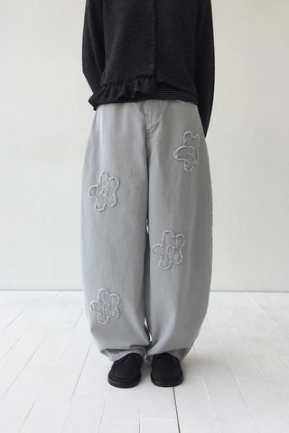 Flower Wide Chino Pants