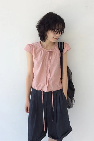 Dot Shirring Blouse