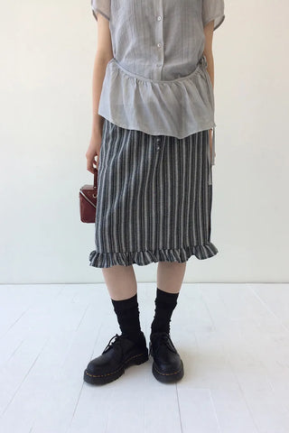 Striped border frill skirt