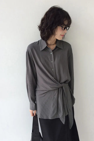 Asymmetrical wrap blouse