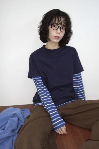 Layered striped T-shirt