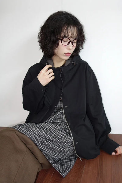 Two-tone hooded blouson