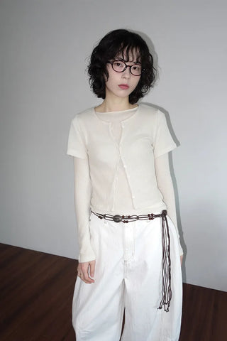 Layered long-sleeve T-shirt