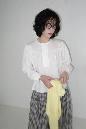 Lace shirred blouse