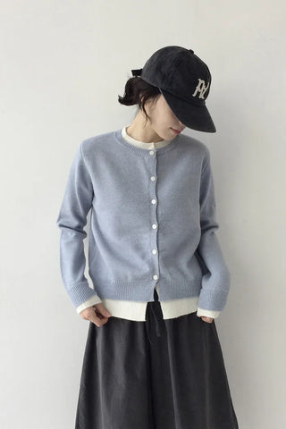 Two-tone knit cardigan
