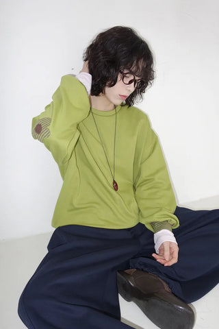 Embroidered Patch Oversized Sweatshirt