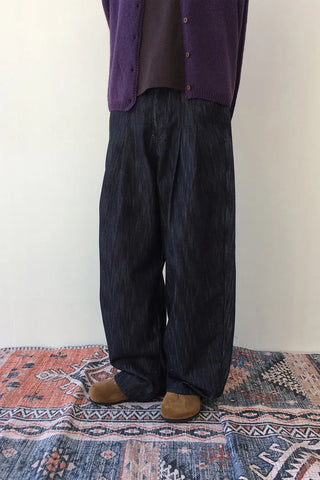 [~3XL] Pleated Wide Denim Pants