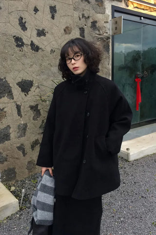 Quilted high-neck mid-length coat