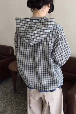 Hooded check anorak