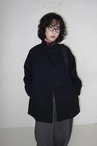Cape-style half trench coat