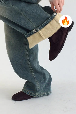 Wide-leg pants with brushed lining and pleats