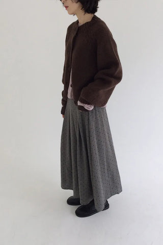Fleece-lined polka dot flared long skirt