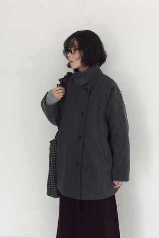 Quilted high-neck mid-length coat