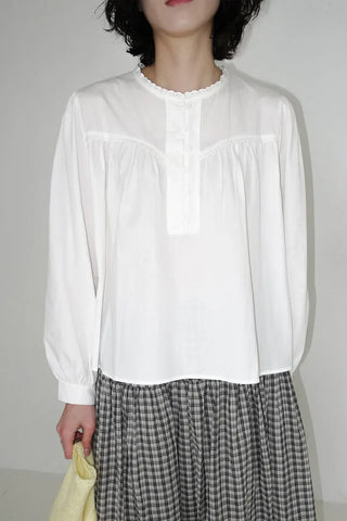 Lace shirred blouse