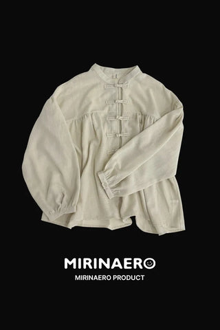 Stand-collar ethnic blouse