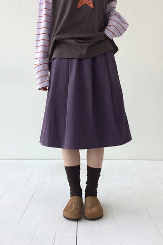 Elastic waist midi skirt