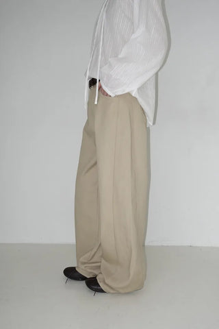 Color-block semi-wide pants
