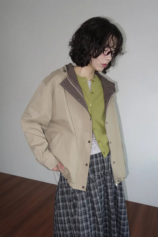 Two-tone hooded blouson