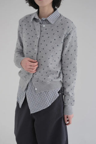 Floral print knit cardigan